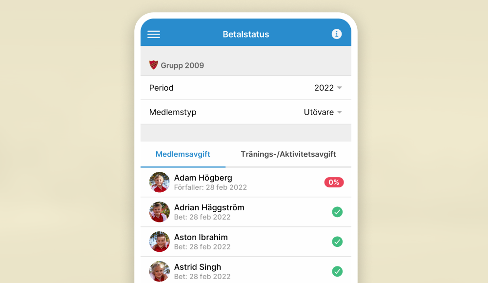 Ledarna ser betalstatus
